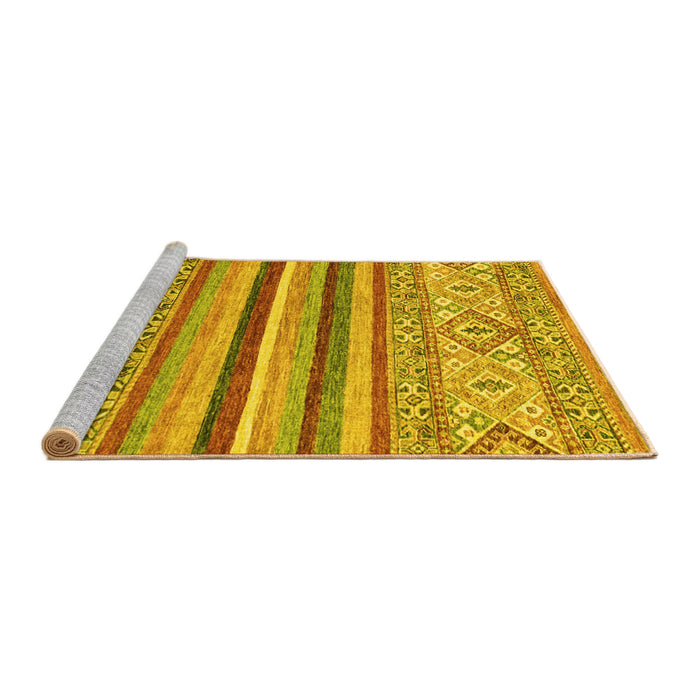 Sideview of Machine Washable Abstract Yellow Modern Rug, wshabs2438yw