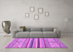 Machine Washable Abstract Purple Modern Area Rugs in a Living Room, wshabs2438pur