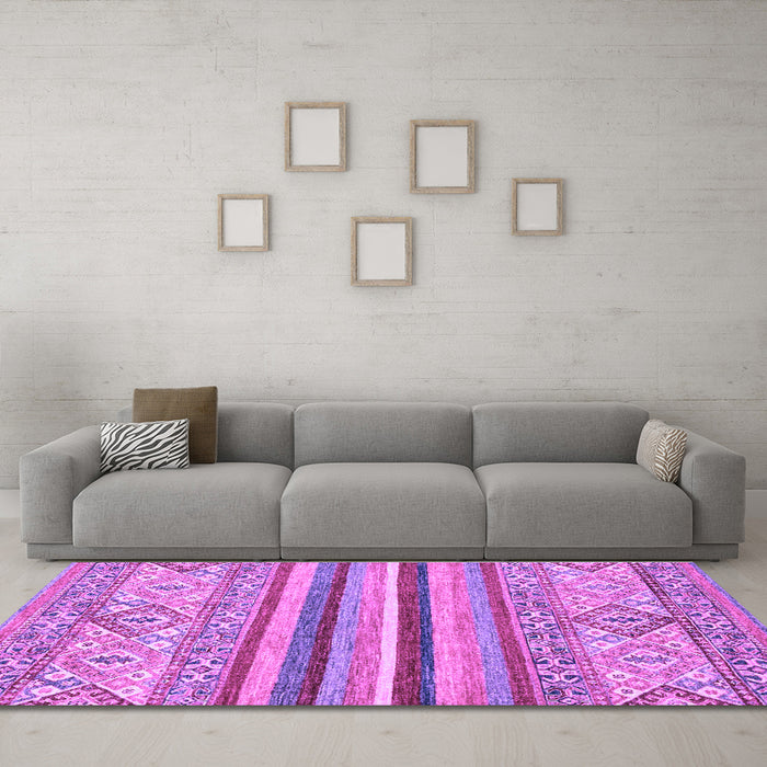 Machine Washable Abstract Purple Modern Area Rugs in a Living Room, wshabs2438pur