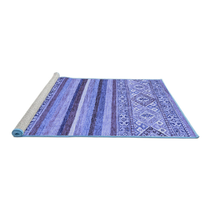 Sideview of Machine Washable Abstract Blue Modern Rug, wshabs2438blu