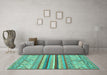 Machine Washable Abstract Turquoise Modern Area Rugs in a Living Room,, wshabs2438turq