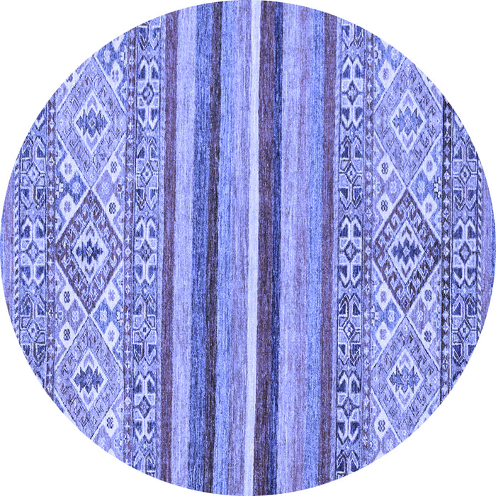 Round Abstract Blue Modern Rug, abs2438blu