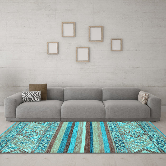 Machine Washable Abstract Light Blue Modern Rug in a Living Room, wshabs2438lblu