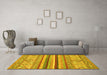 Machine Washable Abstract Yellow Modern Rug in a Living Room, wshabs2438yw