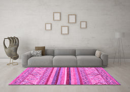 Machine Washable Abstract Pink Modern Rug in a Living Room, wshabs2438pnk