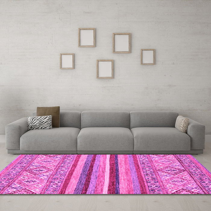 Machine Washable Abstract Pink Modern Rug in a Living Room, wshabs2438pnk