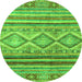 Round Southwestern Green Country Rug, abs2439grn