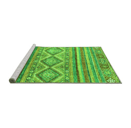 Sideview of Machine Washable Southwestern Green Country Area Rugs, wshabs2439grn