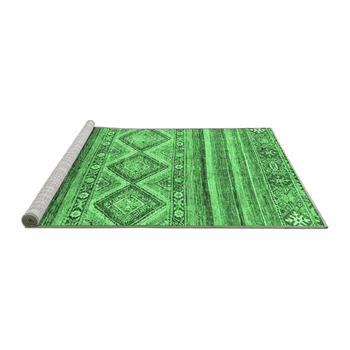 Sideview of Machine Washable Southwestern Emerald Green Country Area Rugs, wshabs2439emgrn