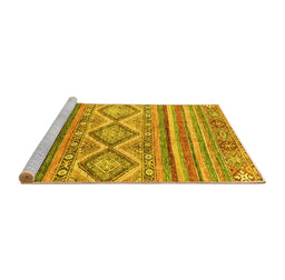 Sideview of Machine Washable Southwestern Yellow Country Rug, wshabs2439yw