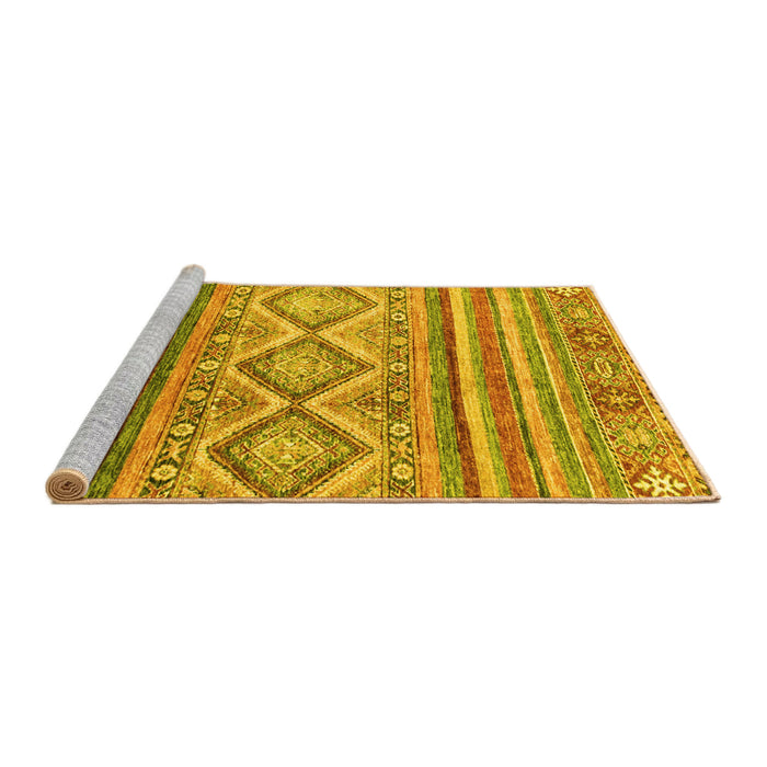 Sideview of Machine Washable Southwestern Yellow Country Rug, wshabs2439yw