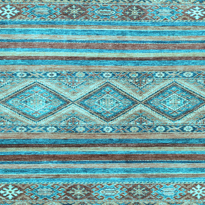 Square Machine Washable Southwestern Light Blue Country Rug, wshabs2439lblu