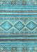 Machine Washable Southwestern Light Blue Country Rug, wshabs2439lblu