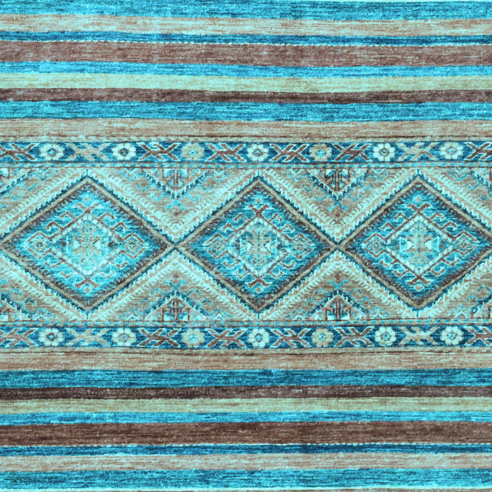Machine Washable Southwestern Light Blue Country Rug, wshabs2439lblu