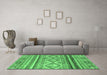 Machine Washable Southwestern Emerald Green Country Area Rugs in a Living Room,, wshabs2439emgrn