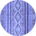 Round Southwestern Blue Country Rug, abs2439blu