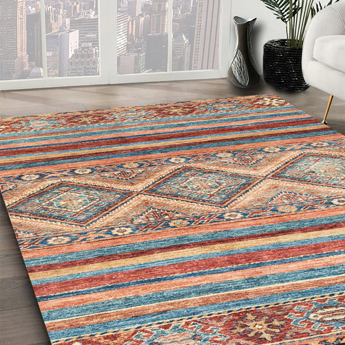 Abstract Sand Brown Southwestern Rug in Family Room, abs2439