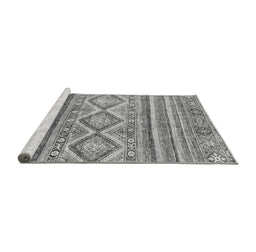 Sideview of Machine Washable Southwestern Gray Country Rug, wshabs2439gry