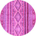 Round Machine Washable Southwestern Pink Country Rug, wshabs2439pnk