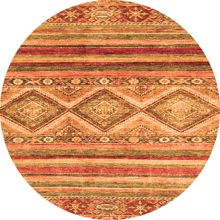 Round Machine Washable Southwestern Orange Country Area Rugs, wshabs2439org