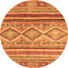 Round Machine Washable Southwestern Orange Country Area Rugs, wshabs2439org