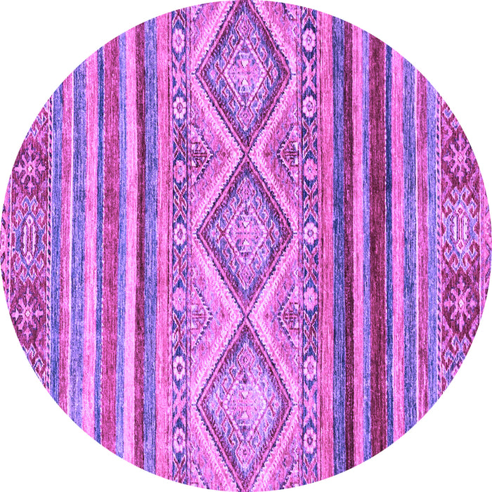Round Machine Washable Southwestern Purple Country Area Rugs, wshabs2439pur