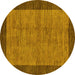 Round Abstract Yellow Modern Rug, abs243yw