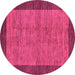 Round Machine Washable Abstract Pink Modern Rug, wshabs243pnk