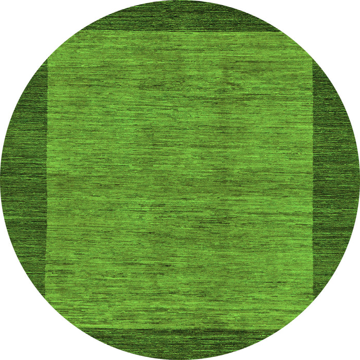 Round Machine Washable Abstract Green Modern Area Rugs, wshabs243grn