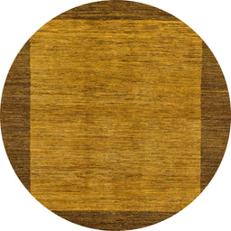 Round Machine Washable Abstract Dark Orange Rug, wshabs243