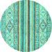 Round Abstract Turquoise Modern Rug, abs2440turq