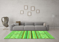 Machine Washable Abstract Green Modern Rug, wshabs2440grn