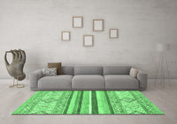 Machine Washable Abstract Emerald Green Modern Rug, wshabs2440emgrn