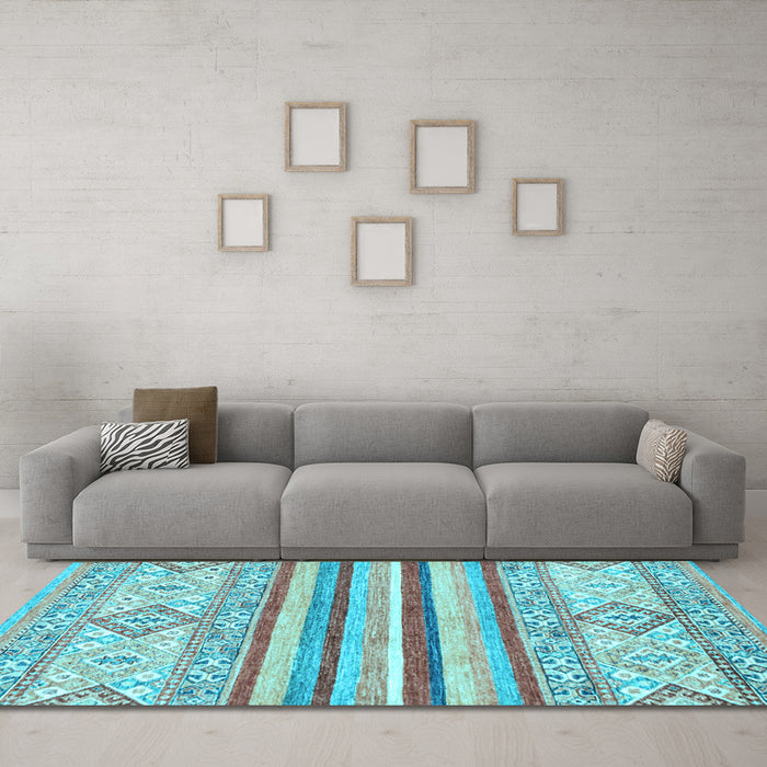 Machine Washable Abstract Light Blue Modern Rug in a Living Room, wshabs2440lblu