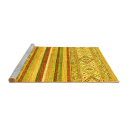 Sideview of Machine Washable Abstract Yellow Modern Rug, wshabs2440yw