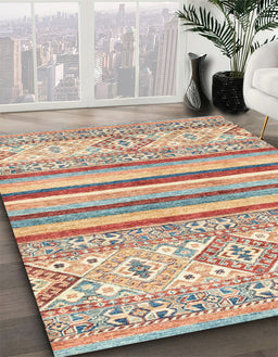 Abstract Rust Pink Modern Rug in Family Room, abs2440