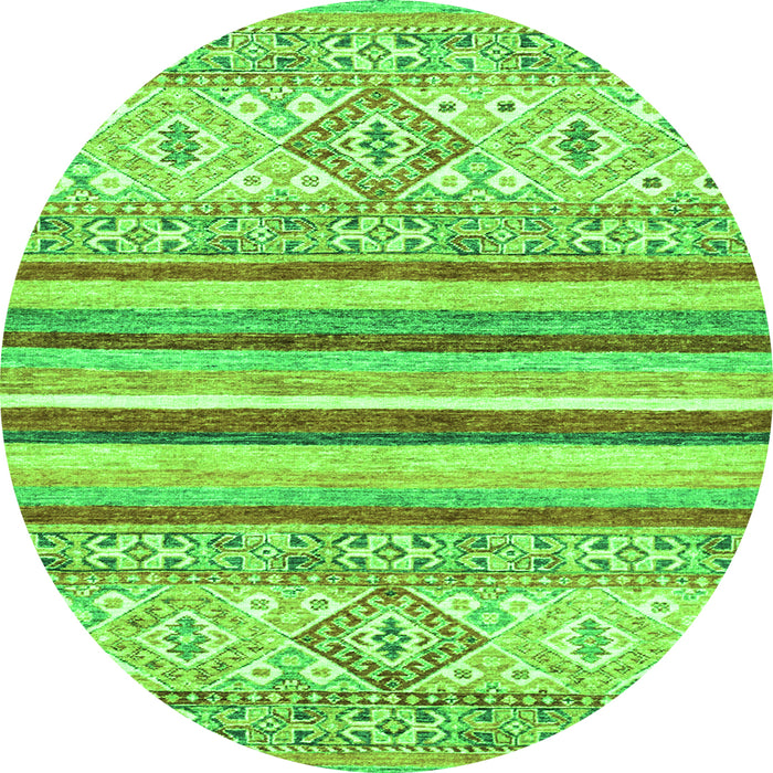 Round Abstract Green Modern Rug, abs2440grn