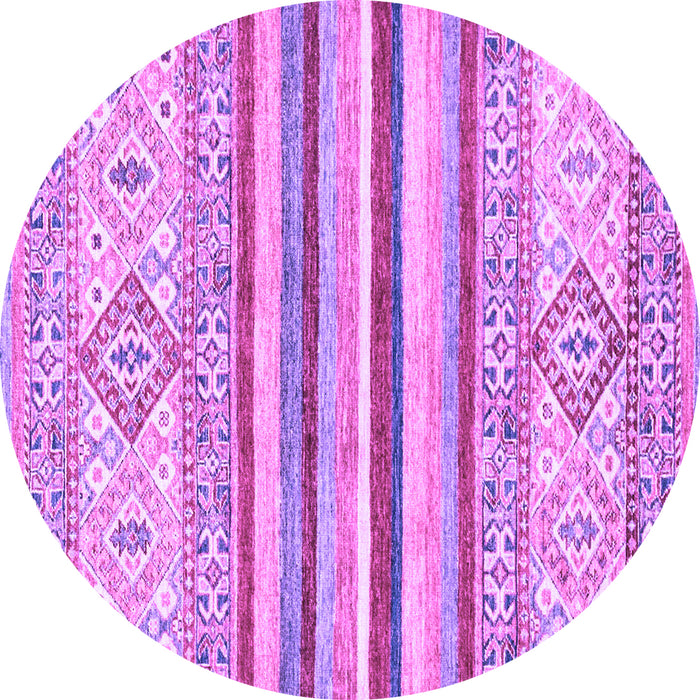 Round Machine Washable Abstract Purple Modern Area Rugs, wshabs2440pur