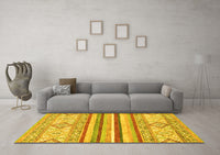 Machine Washable Abstract Yellow Modern Rug, wshabs2440yw