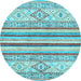 Round Abstract Light Blue Modern Rug, abs2440lblu