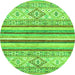 Round Machine Washable Abstract Green Modern Area Rugs, wshabs2440grn