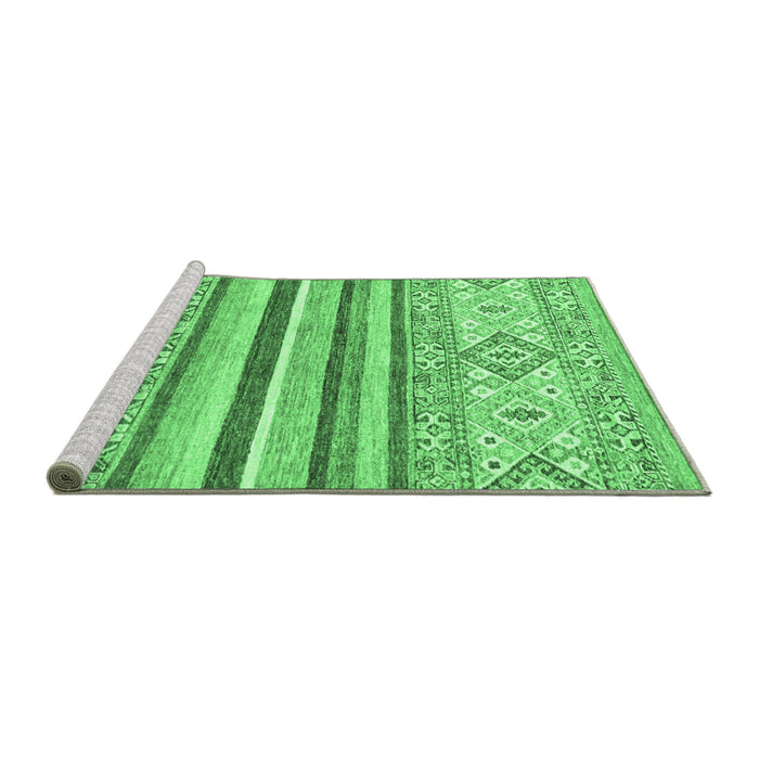 Sideview of Machine Washable Abstract Emerald Green Modern Area Rugs, wshabs2440emgrn