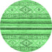 Round Abstract Emerald Green Modern Rug, abs2440emgrn