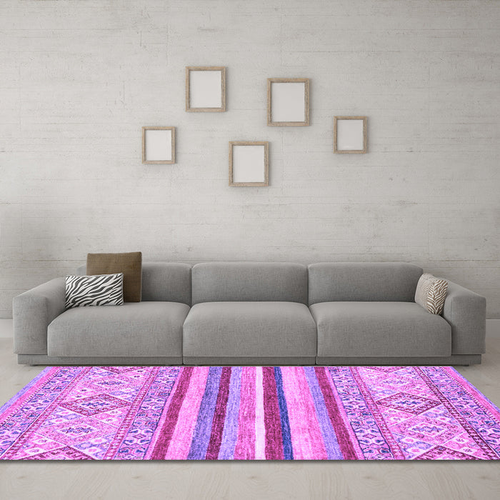 Machine Washable Abstract Purple Modern Area Rugs in a Living Room, wshabs2440pur