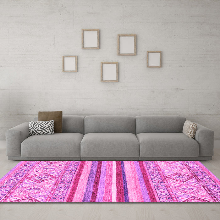 Machine Washable Abstract Pink Modern Rug in a Living Room, wshabs2440pnk