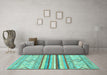 Machine Washable Abstract Turquoise Modern Area Rugs in a Living Room,, wshabs2440turq