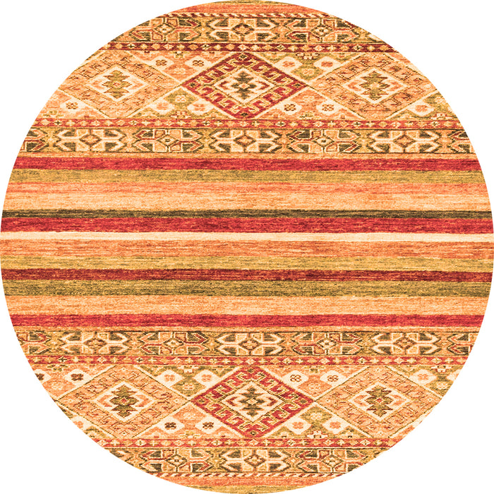 Round Abstract Orange Modern Rug, abs2440org