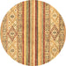 Round Abstract Brown Modern Rug, abs2440brn