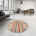 Round Abstract Rust Pink Modern Rug in a Office, abs2440