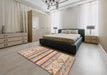 Abstract Rust Pink Modern Rug in a Bedroom, abs2440